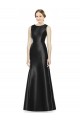 Sleeveless High Neck Satin Black Long Bridesmaid Dress Bath