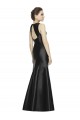Sleeveless High Neck Satin Black Long Bridesmaid Dress Bath