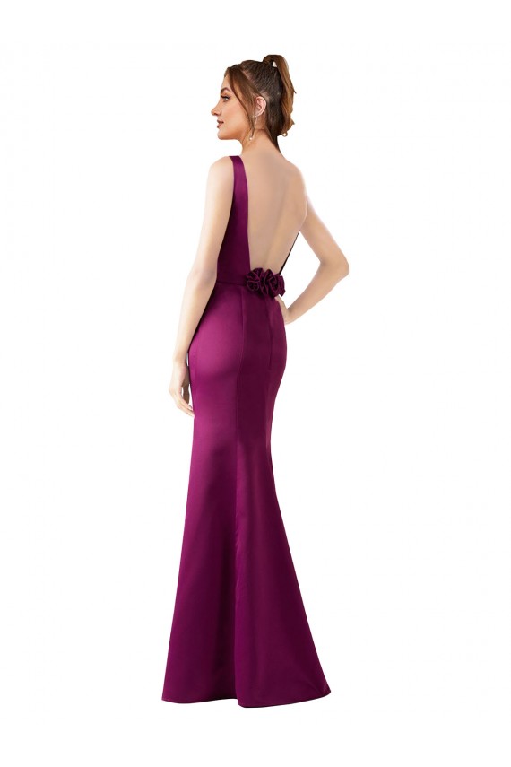 Sleeveless Bateau Neck Satin Merlot Long Black Tie Evening Gown / Prom Dress / Bridesmaid Dress Bath