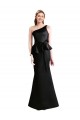 Sleeveless One Shoulder Satin Black Long Bridesmaid Dress Bath