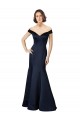 Cap Sleeves V-Neck Satin Dark Navy Long Prom Dress / Bridesmaid Dress Bath