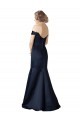 Cap Sleeves V-Neck Satin Dark Navy Long Prom Dress / Bridesmaid Dress Bath