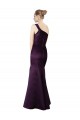 Sleeveless One Shoulder Satin Grape Long Prom Dress / Bridesmaid Dress Bath