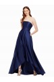 Sleeveless Strapless Satin Dark Navy Long High Low Evening Gown / Prom Dress / Bridesmaid Dress Bath