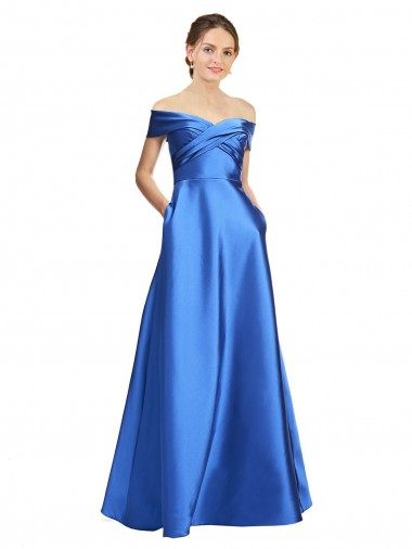 Sleeveless Off the Shoulder Satin Long Black Tie Evening Gown / Prom Dress / Bridesmaid Dress Bath