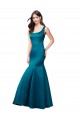 Sleeveless Bateau Neck Satin Peacock Blue Long Prom Dress / Bridesmaid Dress Bath