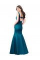 Sleeveless Bateau Neck Satin Peacock Blue Long Prom Dress / Bridesmaid Dress Bath