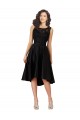 Sleeveless Illusion Neck Satin & Lace Black Midi Length High Low Bridesmaid Dress Bath