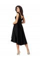Sleeveless Illusion Neck Satin & Lace Black Midi Length High Low Bridesmaid Dress Bath