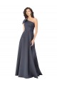 Sleeveless One Shoulder Satin Slate Grey Long Formal Evening Gown / Prom Dress / Bridesmaid Dress Bath