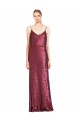 Sleeveless High Neck Sequin Burgundy Long Formal Evening Gown / Prom Dress / Bridesmaid Dress Bath
