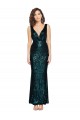 Sleeveless V-Neck Sequin Dark Green Long Bridesmaid Dress / Evening Dress Bath