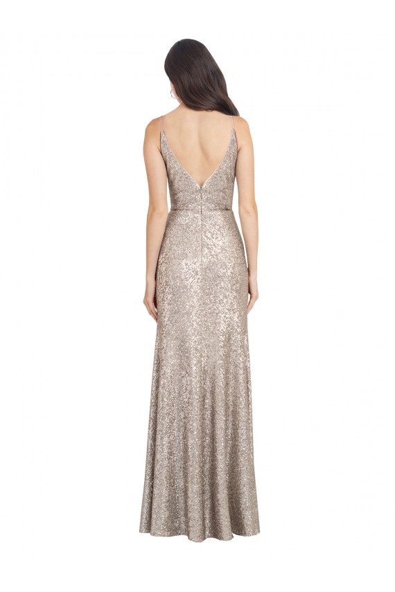Sleeveless High Neck Sequin & Sparkling Sequin Silver Long Formal Evening Gown / Prom Dress / Bridesmaid Dress Bath