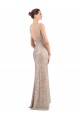 Sleeveless V-Neck Sequin & Sparkling Sequin Silver Long Formal Evening Gown / Prom Dress / Bridesmaid Dress Bath