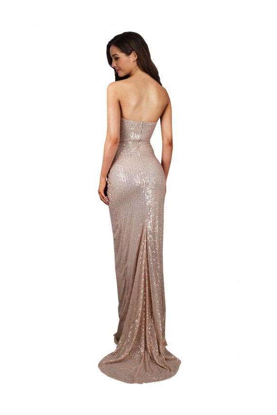 Sleeveless Scoop Neck Sequin Champagne Long Formal Evening Gown / Prom Dress / Bridesmaid Dress Bath