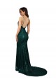 Sleeveless V-Neck Sequin Dark Green Mermaid Long Formal Evening Gown / Prom Dress / Bridesmaid Dress Bath