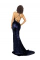 Sleeveless V-Neck Sequin Dark Navy Long Formal Evening Gown / Prom Dress / Bridesmaid Dress Bath