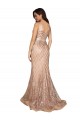 Sleeveless V-Neck Sequin & Sparkling Sequin Rose Gold Long Formal Plus Size Evening Gown / Prom Dress / Bridesmaid Dress Bath