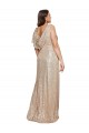 Sleeveless V-Neck Sequin Gold Long Black Tie Plus Size Evening Gown / Prom Dress / Bridesmaid Dress Bath