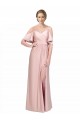 Cold Shoulder Off the Shoulder Silk like Satin Long Formal Evening Gown / Prom Dress / Bridesmaid Dress Bath