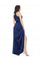 Sleeveless High Neck Silk like Satin Sapphire Long High Low Evening Gown / Prom Dress / Bridesmaid Dress Bath