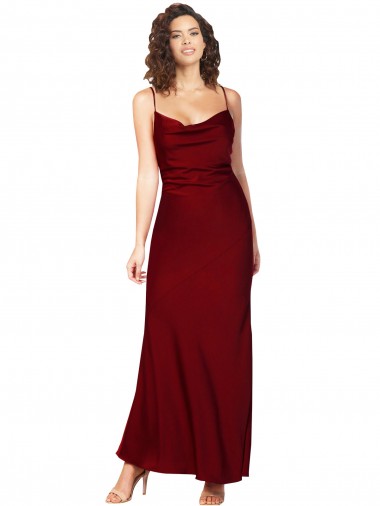 Sleeveless Cowl Neck Silk like Satin Burgundy Long Black Tie Evening Gown / Prom Dress / Bridesmaid Dress Bath