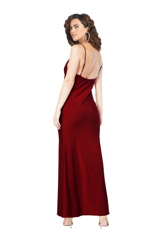 Sleeveless Cowl Neck Silk like Satin Burgundy Long Black Tie Evening Gown / Prom Dress / Bridesmaid Dress Bath