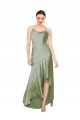Sleeveless Cowl Neck Silk like Satin Smoke Green Long High Low Evening Gown / Prom Dress / Bridesmaid Dress Bath
