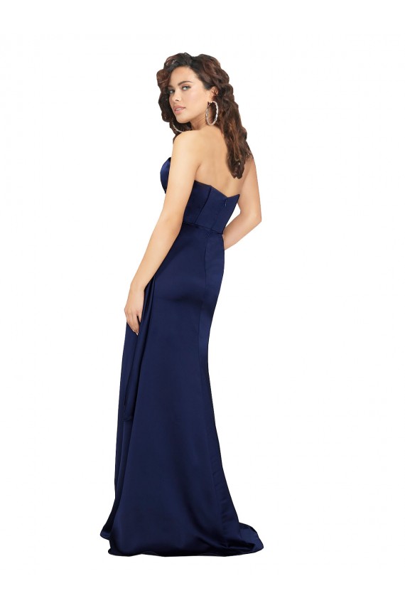 Sleeveless Strapless Silk like Satin Sapphire Long Formal Evening Gown / Prom Dress / Bridesmaid Dress Bath