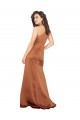 Sleeveless One Shoulder Silk like Satin Orange Long Formal Dress / Bridesmaid Dress Bath