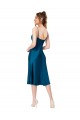 Sleeveless V-Neck Silk like Satin Peacock Blue Midi Length Prom Dress / Bridesmaid Dress Bath