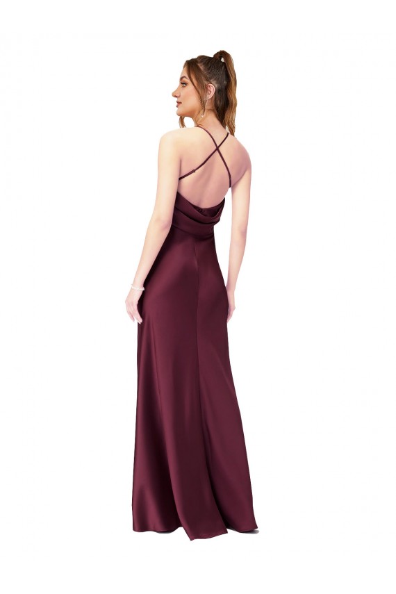 Sleeveless V-Neck Silk like Satin Black Long Black Tie Evening Gown / Prom Dress / Bridesmaid Dress Bath