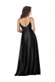 Sleeveless V-Neck Silk like Satin Black Long Formal Dress / Bridesmaid Dress Bath