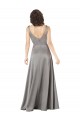 Sleeveless V-Neck Silk like Satin Pearl Grey Long Formal Evening Gown / Prom Dress / Bridesmaid Dress Bath