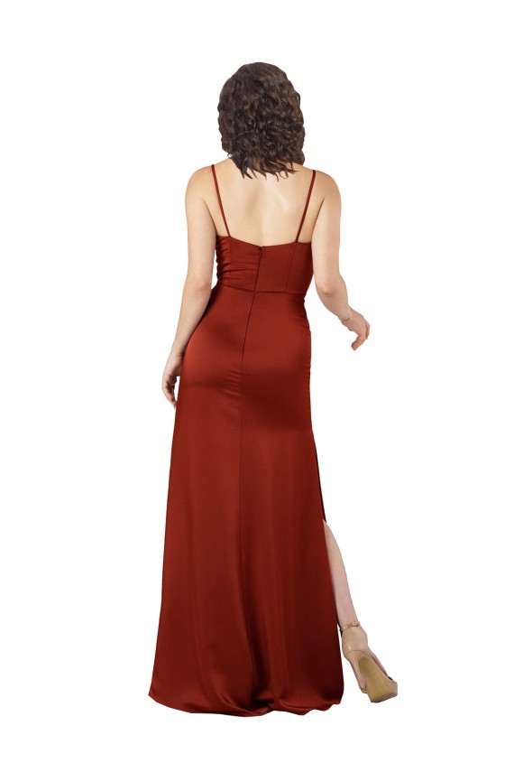 Sleeveless Square Neck Silk like Satin Red Long Formal Evening Gown / Prom Dress / Bridesmaid Dress Bath