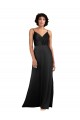 Sleeveless V-Neck Silk like Satin Black Column Long Formal Evening Gown / Prom Dress / Bridesmaid Dress Bath