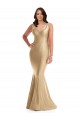 Sleeveless V-Neck Silk like Satin Soft Gold Long Formal Plus Size Evening Gown / Prom Dress / Bridesmaid Dress Bath