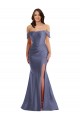 Sleeveless Off the Shoulder Silk like Satin French Blue Long Black Tie Plus Size Evening Gown / Prom Dress / Bridesmaid Dress Bath