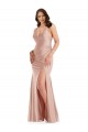 Sleeveless V-Neck Silk like Satin Dusty Pink Long Formal Plus Size Evening Gown / Prom Dress / Bridesmaid Dress Bath