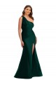 Sleeveless One Shoulder Silk like Satin Ever Green Long Formal Plus Size Evening Gown / Prom Dress / Bridesmaid Dress Bath