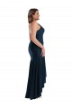 Sleeveless Spaghetti Straps Silk like Satin Dark Navy Long High Low Plus Size Evening Gown / Prom Dress / Bridesmaid Dress Bath