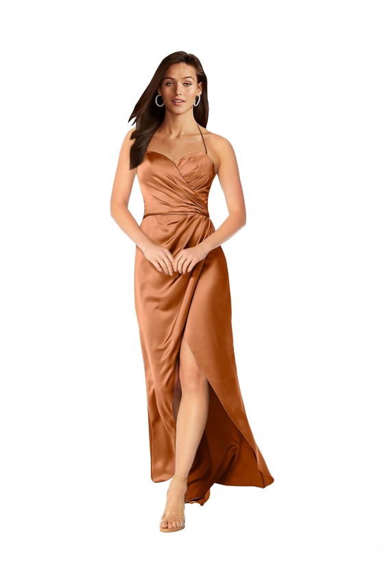 Sleeveless Sweetheart Silk like Satin Orange Long High Low Evening Gown / Prom Dress / Bridesmaid Dress Bath
