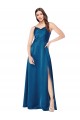 Sleeveless Cowl Neck Silk like Satin Peacock Blue Long Formal Evening Gown / Prom Dress / Bridesmaid Dress Bath