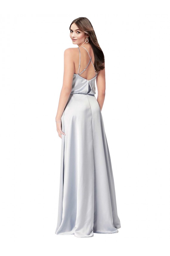 Sleeveless Halter Neck Silk like Satin Fog Long Formal Evening Gown / Bridesmaid Dress Bath