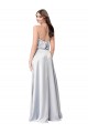 Sleeveless Halter Neck Silk like Satin Fog Long Formal Evening Gown / Bridesmaid Dress Bath