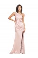 Sleeveless One Shoulder Silk like Satin Pink Long Formal Evening Gown / Prom Dress / Bridesmaid Dress Bath