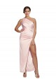 Sleeveless One Shoulder Silk like Satin Pink Long Semi Formal Evening Dress / Prom Dress / Bridesmaid Dress Bath
