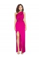 Sleeveless One Shoulder Silk like Satin Fuchsia Long Formal Evening Gown / Prom Dress / Bridesmaid Dress Bath