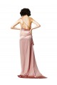 Sleeveless One Shoulder Silk like Satin Dusty Pink Long Formal Evening Gown / Prom Dress / Bridesmaid Dress Bath