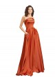 Sleeveless Round Neck Silk like Satin Burnt Orange Sweep Train Formal Evening Gown / Prom Dress / Bridesmaid Dress Bath
